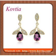 TOP SALE amethyst drop dangle earring plated dubai gold import export earring